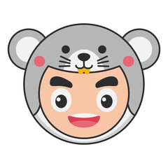 Cute Mice Animal Head Avatar Icon Illustration