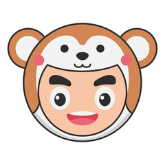 Cute Monkey Animal Head Avatar Icon Illustration