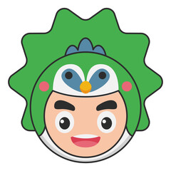 Cute Peacock Animal Head Avatar Icon Illustration