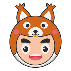 Cute Red Squirrel Animal Head Avatar Icon Illustration