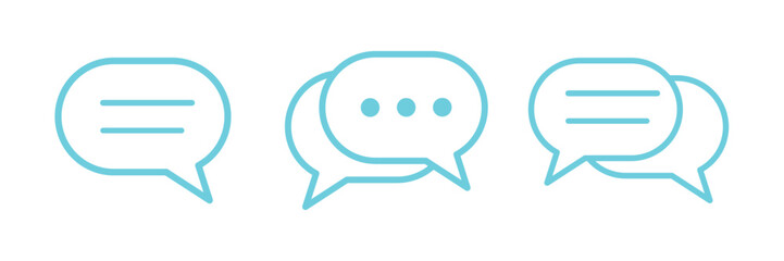 chat message icon set, Chat speech bubble, Social media message. Vector illustration isolated on white background. eps 10.
