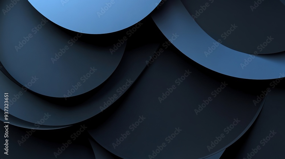 Poster modern abstract background in black and blue with minimal geometric shapes and a 3d effect