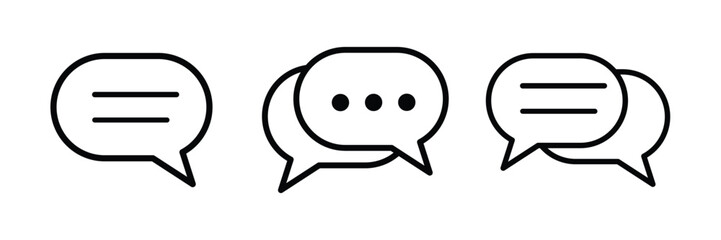 chat message icon set, Chat speech bubble, Social media message. Vector illustration isolated on white background. eps 10.
