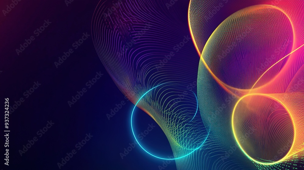 Poster modern abstract background with glowing circle lines and a geometric design