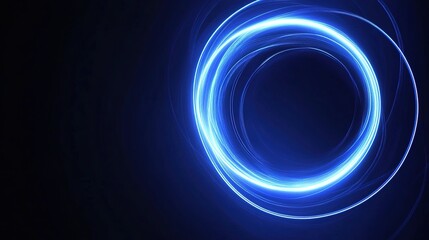 Modern abstract background with glowing circle lines on a dark blue canvas