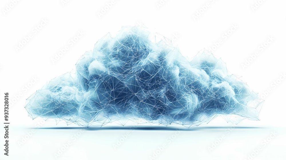 Poster a digital cloud representation with a network texture, symbolizing connectivity and technology in a 