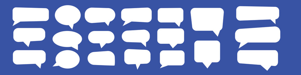 Speech bubbles vector set. Talk bubble icon. Isolated design elements for text, thought, dialogue, conversation. Hand drawn doodle communication frames. Cloud, round and square and rectangular shapes