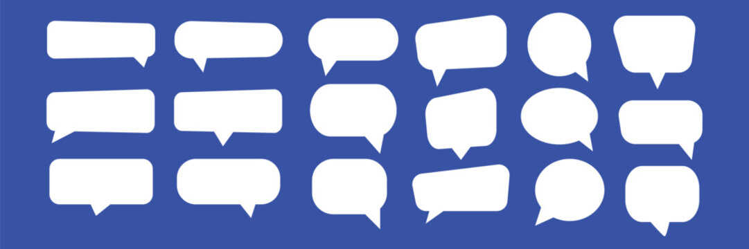 Speech bubbles vector set. Talk bubble icon. Isolated design elements for text, thought, dialogue, conversation. Hand drawn doodle communication frames. Cloud, round and square and rectangular shapes