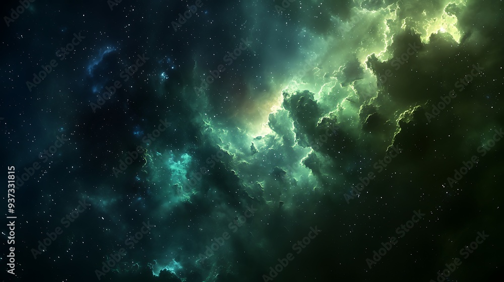 Wall mural green nebula galxy