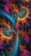 Colorful Fractal Background with Intricate, Repeating Geometric Patterns and Vibrant Gradients. Abstract Visual Experience Perfect for Digital Art, Design, and Futuristic Concepts