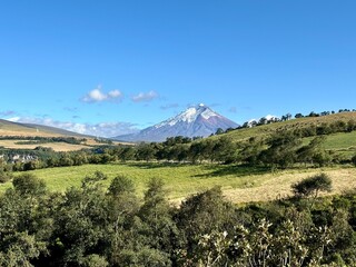 landscape with sky and cotopaxi volcano in Ecuador 