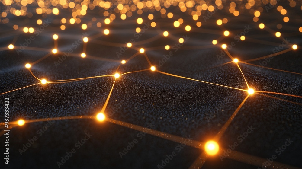 Aufkleber network of glowing nodes and lines forming a sophisticated technology background