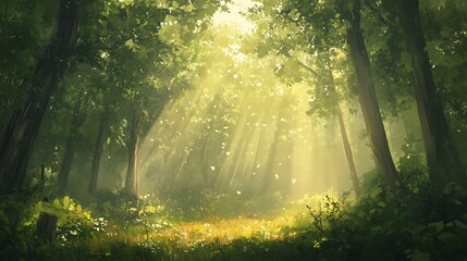 Fototapeta premium Sunbeams in the Forest