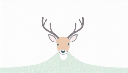 シンプルな白背景のトナカイのイラスト