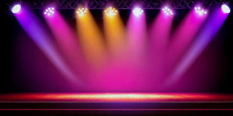 Pink and Yellow Spotlights on Stage.