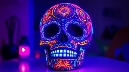 Glow-in-the-Dark Sugar Skull Decoration