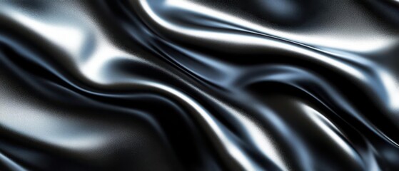 Fototapeta premium Elegant black satin fabric with soft folds, perfect for fashion, design, and luxury backgrounds.