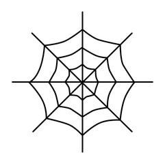 The spider web icon. The secret of the spider glands, solidifying in the form of spider webs. The silhouette of a black web. Vector illustration for design and web.