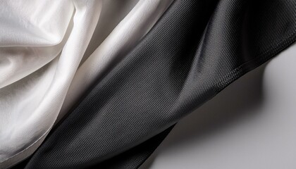 Obraz premium Blank black and white twill silk scarf mockup, top view