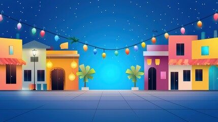 Fototapeta premium A traditional Indian street with shops lit up and decorated for Dhanteras sales