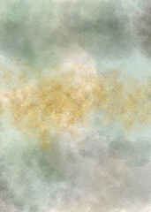 Pale green and gold abstract watercolor background