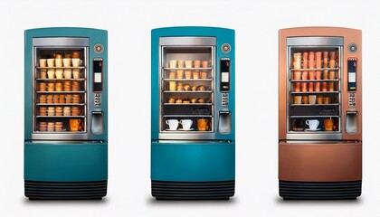 Blank coffee vending machine mockup, different types, front view 
