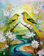 Two yellow birds.