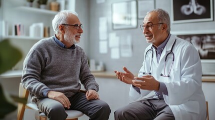 Obraz premium Doctor Providing Medical Advice to an Elderly Patient