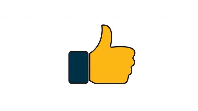 Animated Symbol of finger up, thumb up in flat style .Vector illustration of hand.