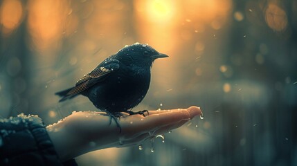 Embracing Freedom - Hand Releasing a Bird into the Sky Symbolizing Liberation and Hope