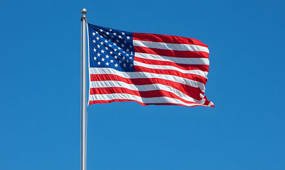 Obraz premium American flag. The USA flag blowing in the wind, symbolizing American pride and patriotism. 