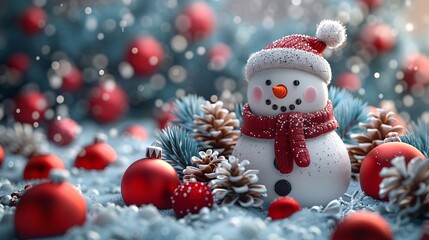 Whimsical Christmas 3D Background with Festive Holiday Elements for Cheerful Designs