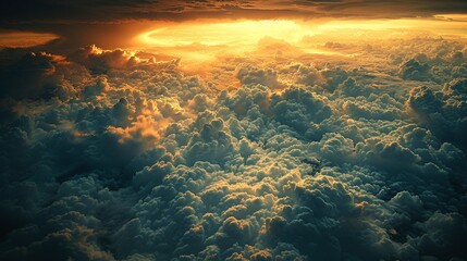 Window Seat Escape - Paper Cutout of Plane Window with Aerial View of Thunderstorm - Concept of Travel, Adventure, Weather, Fear of Flying