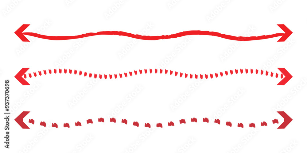 Poster horizontal long arrow vector. horizontal dual sided long straight arrow signs. black, red, stock poi
