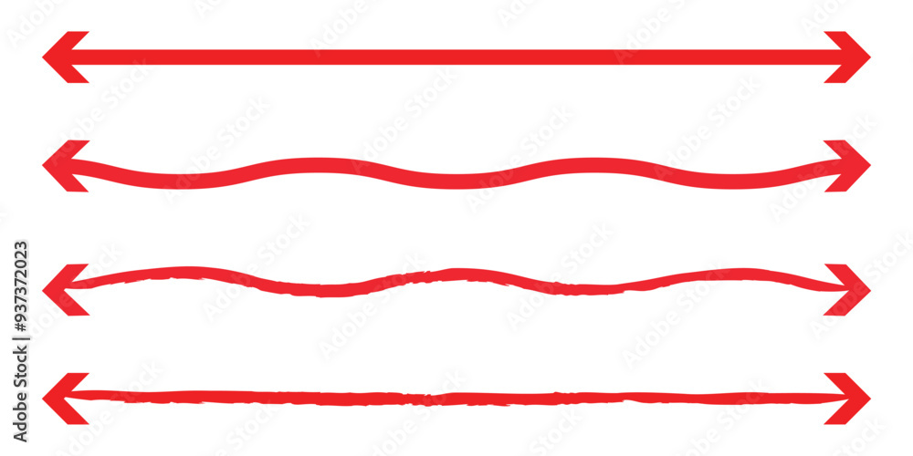 Poster horizontal long straight arrow signs. black pointer, direction, position symbol and double arrow ico