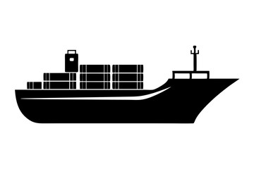 Cargo Ship Vector Illustration, Shipping Container Vesse