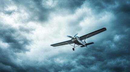 Airplane below clouds