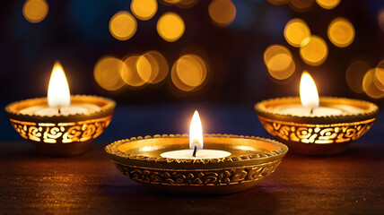 Diwali lamp element. Diwali Celebration Lighting a Sparkler Alongside Traditional Diya Oil Lamp.