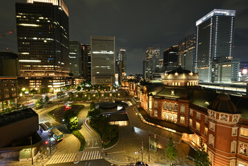 night view of Tokyo station