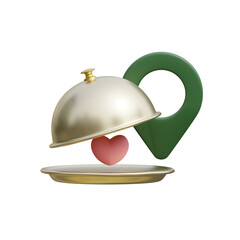 Serving tray with heart inside. 3D icon