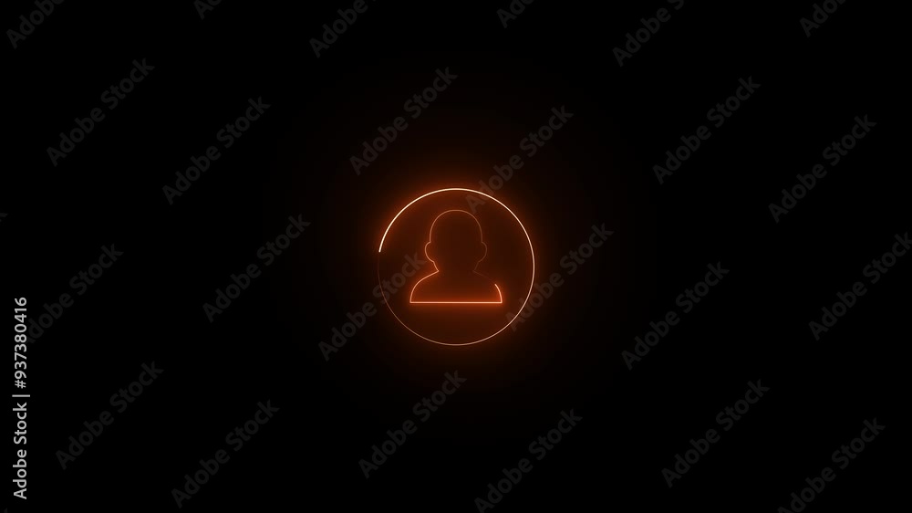 Poster neon communication man profile icon. add new member user animation icon.