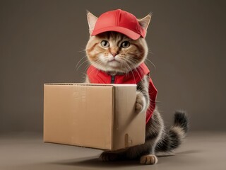 hardworking cat delivers parsal