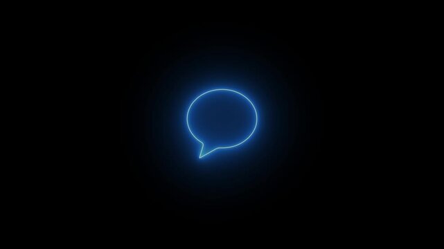 glowing neon blue color message box animation icon text message notification notice mailbox animated sign symbol on black background