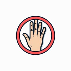 Obraz premium Stop Hand Sign Illustration with Red Circle Border for Safety and Warning