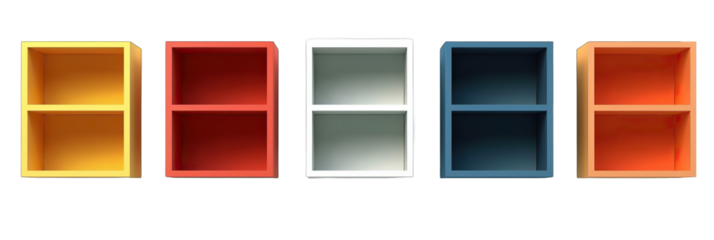 Colorful wooden Cube Shelf isolate on Transparency Background