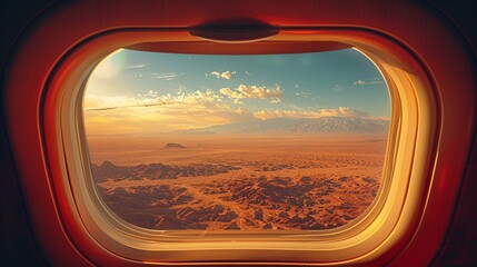 Fototapeta premium Panoramic aerial view of a bustling highway with cars reflecting in the window of a moving airplane