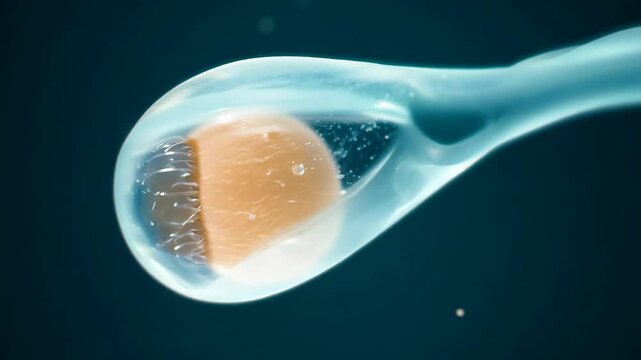 Exploring the fascinating journey of a sperm cell toward an egg in a stunning underwater environment