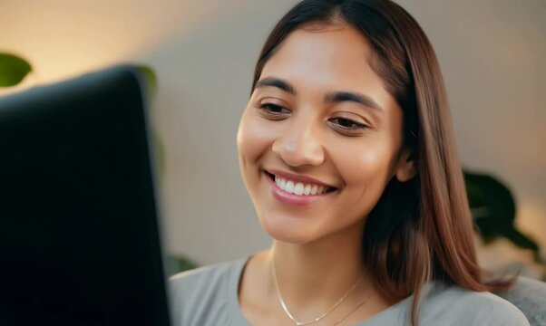Engaging Bust Shot of a Woman Shopping Online in a Cozy Living Room