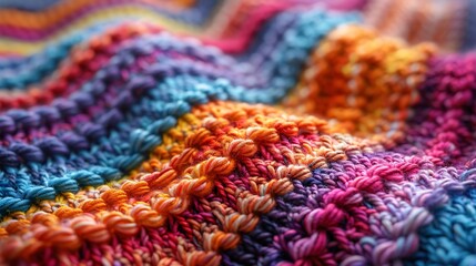 Intricate Crochet Stitches Close-Up, Texture and Craftsmanship Detail Shot for Handmade Inspiration