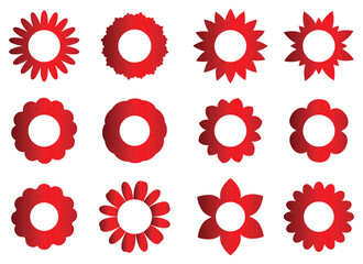 Flower icon scalloped frames colorful flower shape icon collection. Stock vector.